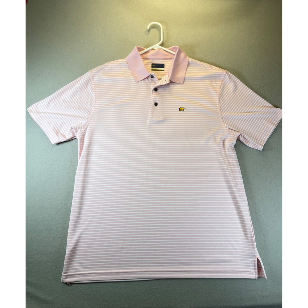 Jack Nicklaus Mens XL Pink White Striped STAYDRI Golf Polo Golden Bear - Picture 2 of 9